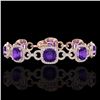 Image 1 : 30 CTW Amethyst & Micro VS/SI Diamond Bracelet 14K Rose Gold - REF-368H9A - 23016