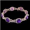 Image 2 : 30 CTW Amethyst & Micro VS/SI Diamond Bracelet 14K Rose Gold - REF-368H9A - 23016