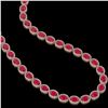 Image 2 : 52.15 CTW Ruby & Diamond Halo Necklace 10K Rose Gold - REF-655W3F - 40557