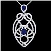 Image 1 : 3.50 CTW Sapphire & Micro VS/SI Diamond Heart Necklace Solitaire 14K White Gold - REF-180W2F - 21252