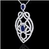 Image 2 : 3.50 CTW Sapphire & Micro VS/SI Diamond Heart Necklace Solitaire 14K White Gold - REF-180W2F - 21252