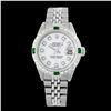 Image 2 : Rolex Men's Stainless Steel, QuickSet, Diam Dial & Diam/Emerald Bezel - REF-557X4Y