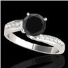 Image 1 : 1.15 CTW Certified VS Black Diamond Bypass Solitaire Ring 10K White Gold - REF-49N6Y - 35066