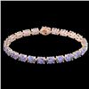 Image 2 : 24 CTW Tanzanite Eternity Designer Inspired Tennis Bracelet 14K Rose Gold - REF-218F2N - 23396