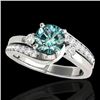 Image 1 : 1.5 CTW Si Certified Fancy Blue Diamond Bypass Solitaire Ring 10K White Gold - REF-180T2M - 35095