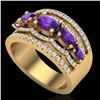 Image 2 : 2.25 CTW Amethyst & Micro Pave VS/SI Diamond Designer Ring 10K Yellow Gold - REF-66T9M - 20793