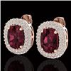 Image 1 : 5.20 CTW Garnet & Micro Pave VS/SI Diamond Halo Earrings 10K Rose Gold - REF-97T5M - 20114