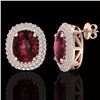 Image 2 : 5.20 CTW Garnet & Micro Pave VS/SI Diamond Halo Earrings 10K Rose Gold - REF-97T5M - 20114