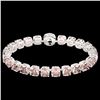 Image 2 : 35 CTW Morganite & Micro Pave VS/SI Diamond Halo Bracelet 14K White Gold - REF-494H4A - 23315