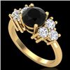 Image 1 : 2.1 CTW Fancy Black Diamond Solitaire Engagement Classic Ring 18K Yellow Gold - REF-154N5Y - 37606