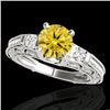 Image 1 : 1.38 CTW Certified Si Intense Yellow Diamond Solitaire Antique Ring 10K White Gold - REF-174H5A - 34