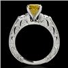 Image 2 : 1.38 CTW Certified Si Intense Yellow Diamond Solitaire Antique Ring 10K White Gold - REF-174H5A - 34