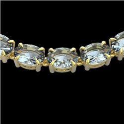 45 CTW Aquamarine Eternity Designer Inspired Tennis Necklace 14K Yellow Gold - REF-418F5N - 23400