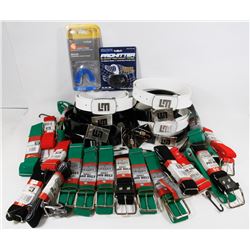 LARGE FLAT OF BELTS AND OTHER BASEBALL