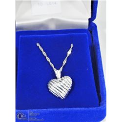 10) STERLING SILVER HEART SHAPED PENDANT W/CHAIN
