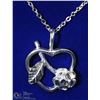 Image 1 : 13) STERLING SILVER HEART FLOWER PENDANT NECKLACE