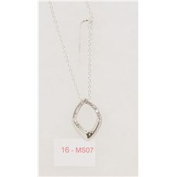 16) STERLING SILVER DIAMOND PENDANT WITH CHAIN