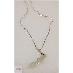 17) CARVED JADEITE PENDANT IN SWORD W/CHAIN