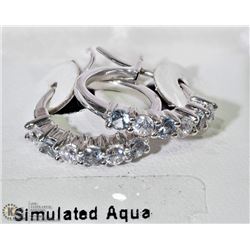 20) STERLING SILVER CREATED AQUAMARINE EARRINGS