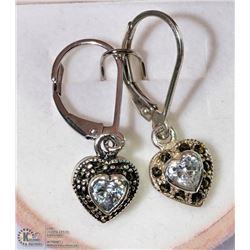 22) STERLING SILVER HEART EARRINGS W/CZ MARCASITE
