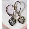 Image 1 : 22) STERLING SILVER HEART EARRINGS W/CZ MARCASITE