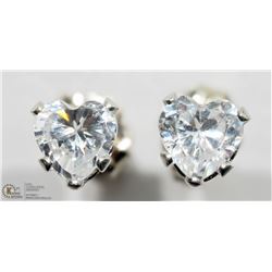 23) 10 KT GOLD SET EARRINGS WITH HEART SHAPED CZ