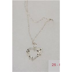 25) STERLING SILVER DIAMOND CUT PENDANT NECKLACE