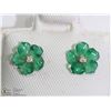 Image 1 : 28) 14KT GOLD 2IN1 DIAMOND & GREEN AGATE EARRINGS