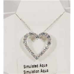 31) STERLING SILVER AQUAMARINE NECKLACE