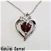 Image 1 : 32) STERLING SILVER HEART SHAPED GARNET NECKLACE