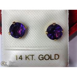 45) 14KT GOLD GENUINE AMETHYST EARRINGS