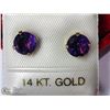 Image 1 : 45) 14KT GOLD GENUINE AMETHYST EARRINGS