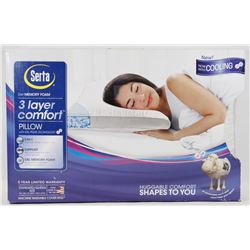 SERTA 3 LAYER COMFORT GEL MEMORY FOAM PILLOW