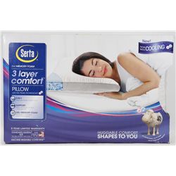 SERTA 3 LAYER COMFORT GEL MEMORY FOAM PILLOW