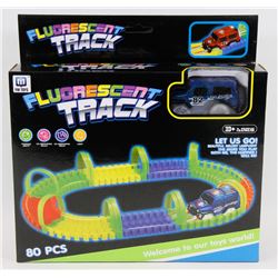 NEW 80PC FLUORESCENT TRACK PLAYSET WITH CAR