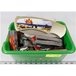 PLASTIC TUB FULL OF ASSORTED KNIVES AND MULTI