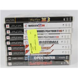 BUNDLE OF 8 PSP GAMES AND ONE MOVIE