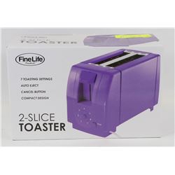 NEW FINELINE PURPLE 2 SLICE TOASTER