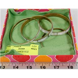 SET OF 4 MOTHER OF PEARL BRACELETS,.