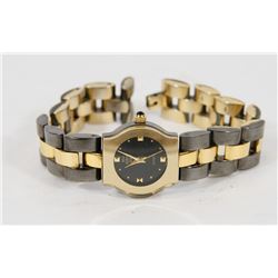 GUN METAL & GOLD TON WATCH.