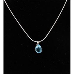 RHINESTONE WATERDROP PENDANT WITH SNAKE CHAIN