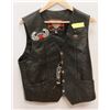 Image 1 : LEATHER BIKER VEST H.O.G PATCH ON BACK SIZE SMALL