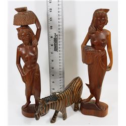 SET OF 2 WOOD CARVING AFRICAN