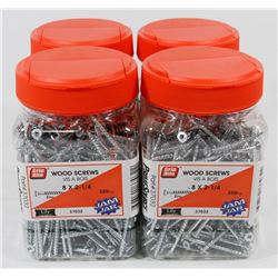 4 JARS OF WOOD SCREWS 8X 2-1/4"