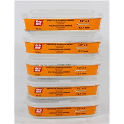 5 TUBS OF PARTICLE BOARD SCREWS 1/2" X 8