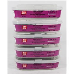 5 TUBS OF TRIM SCREWS 1-5/8" X 6