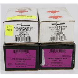 4 CASES OF ASSORTED ANCHORS