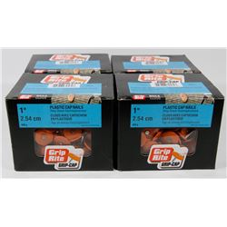 4 CASES OF GRIP RITE 1" PLASTIC CAP NAILS