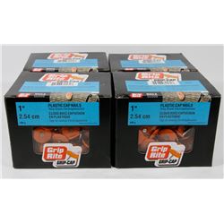 4 CASES OF GRIP RITE 1" PLASTIC CAP NAILS