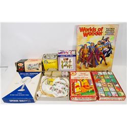 FLAT OF VINTAGE ITEMS "BILLION" MIRROR